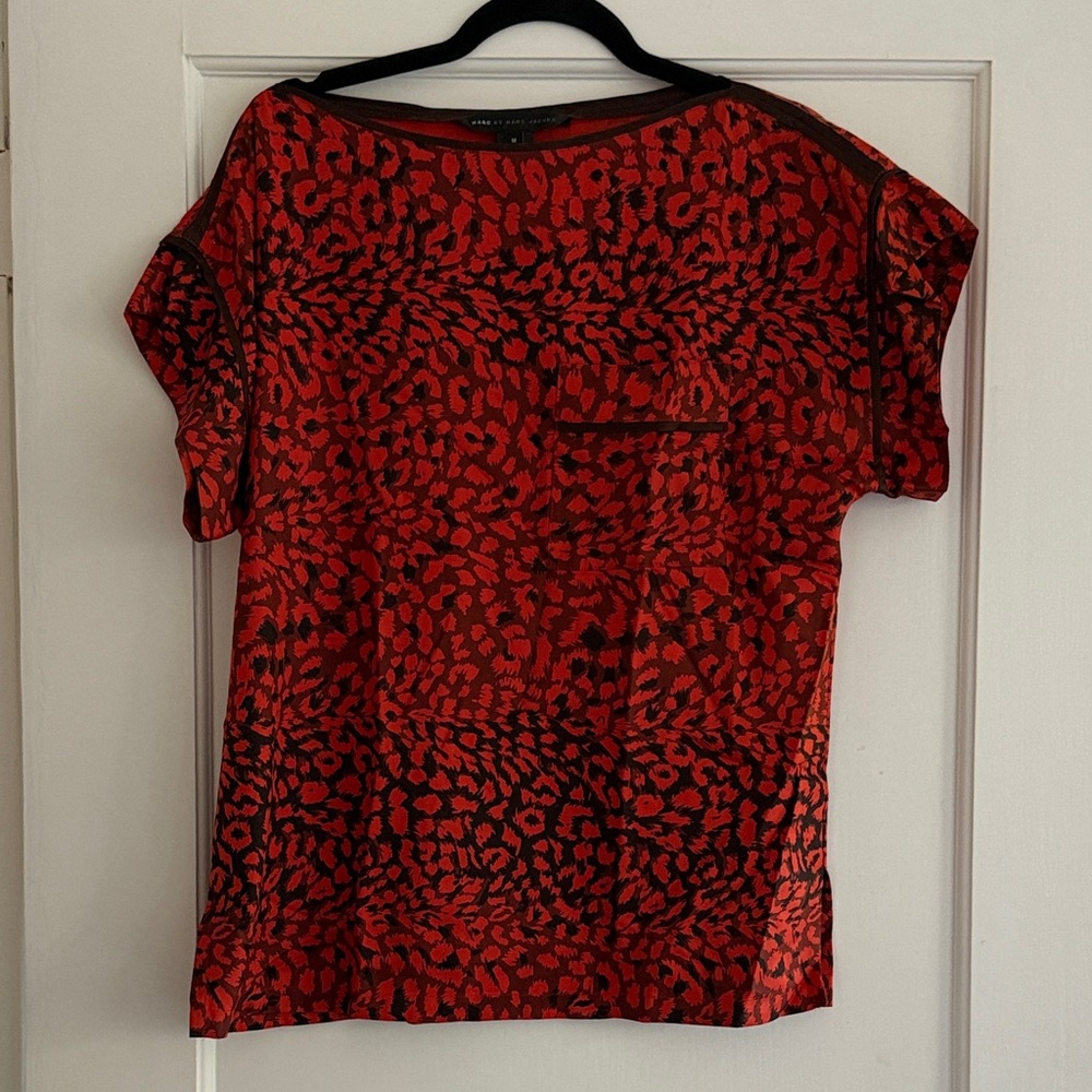 Marc By Marc Jacobs orange and Black Leopard Print Tee